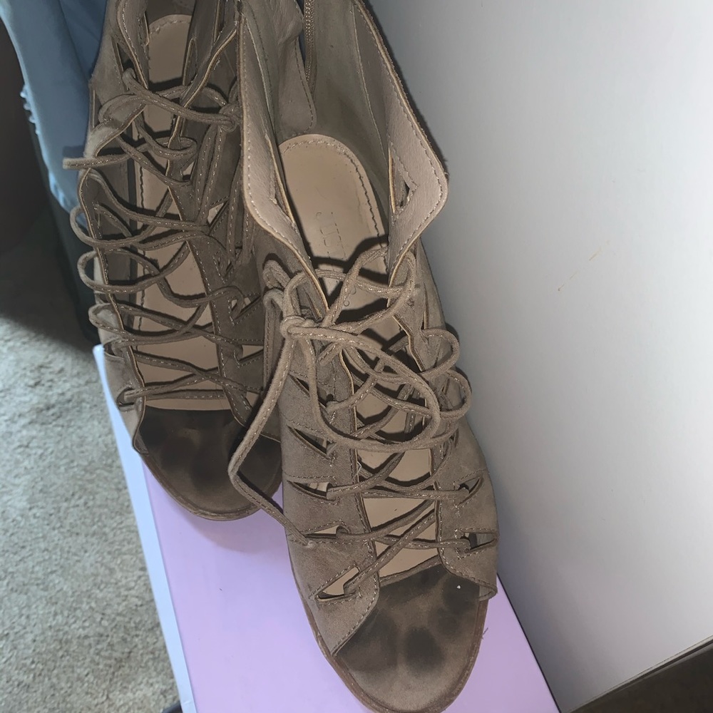 Lace Up Open Towed Booties Justfab - image 2